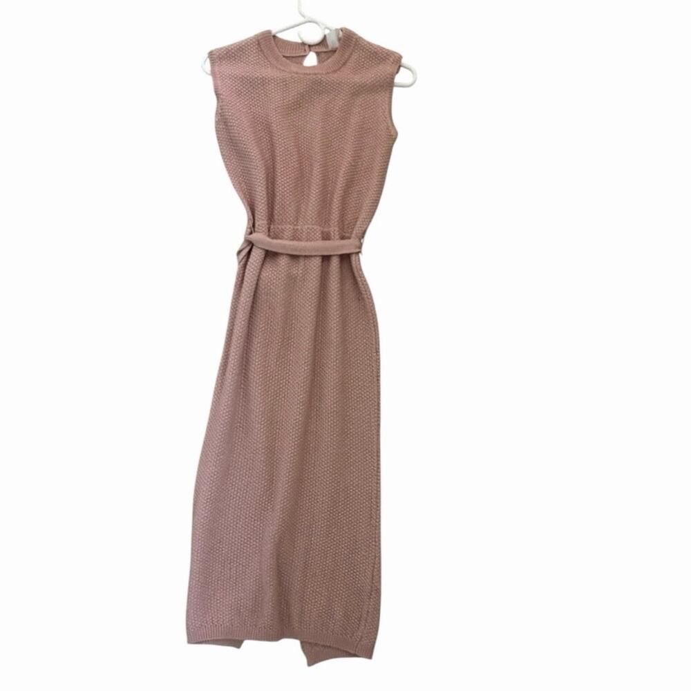 Callahan Knitwear Dusty Rose Sleeveless Belted Midi Dress XS